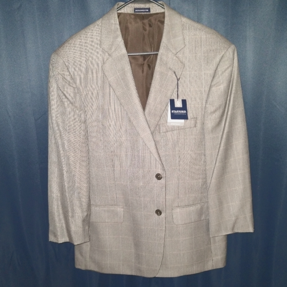 Stafford Essentials Sport Coat Plaid 44S